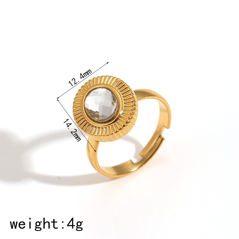 Oval Zircon Titanium Steel Ring Female Niche