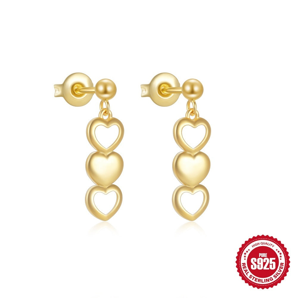 S925 Sterling Silver Personalized Diamond Heart Earrings Stud Earrings Dignified Sense Of Design Earrings For Women