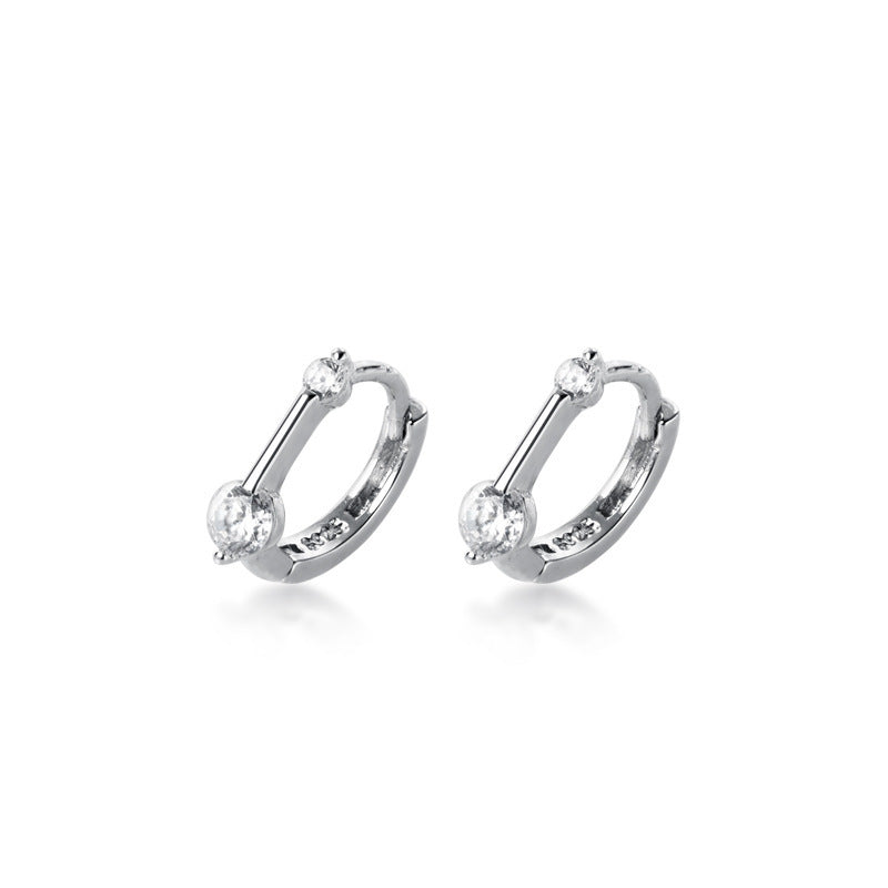 Silver Simple Elegant Women's Diamond-embedded Small Ear Clip