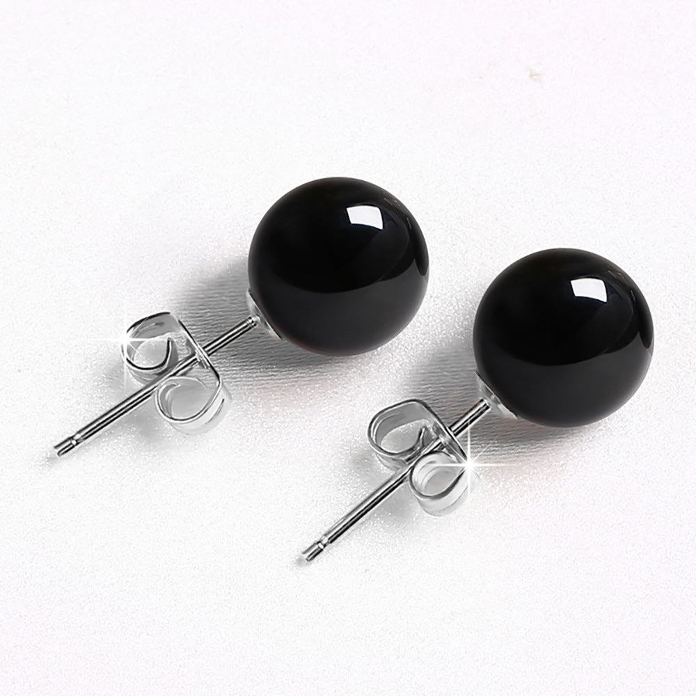 Female Minimalist Pure Silver Red Agate Earrings