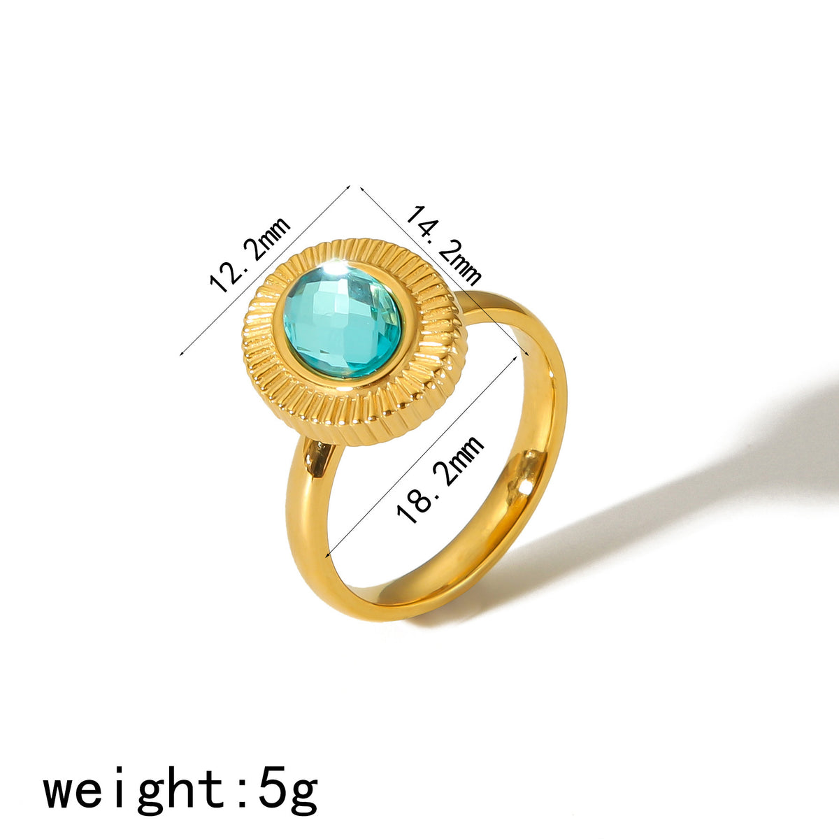 Oval Zircon Titanium Steel Ring Female Niche
