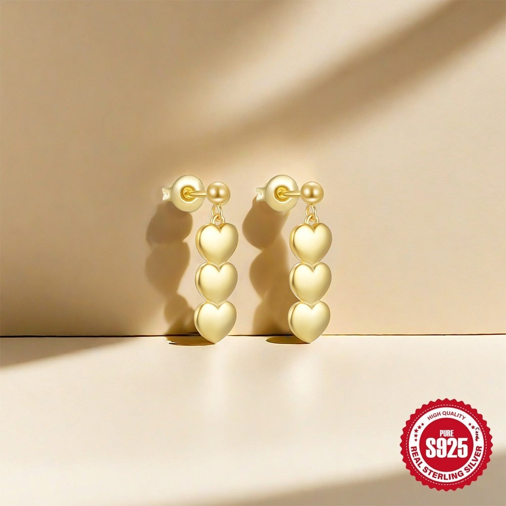 S925 Sterling Silver Personalized Diamond Heart Earrings Stud Earrings Dignified Sense Of Design Earrings For Women