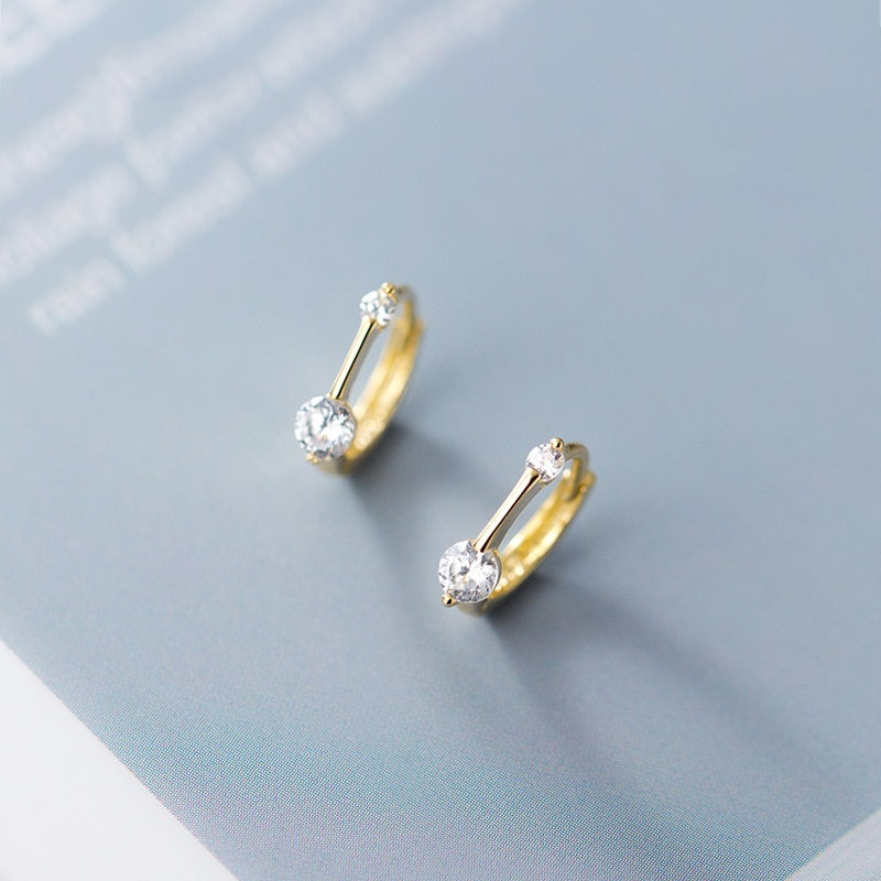 Silver Simple Elegant Women's Diamond-embedded Small Ear Clip