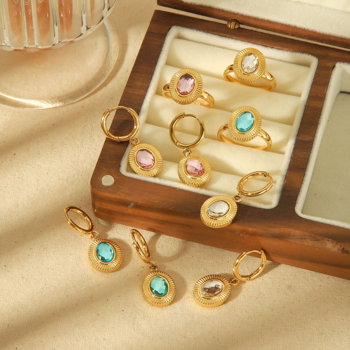 Oval Zircon Titanium Steel Ring Female Niche