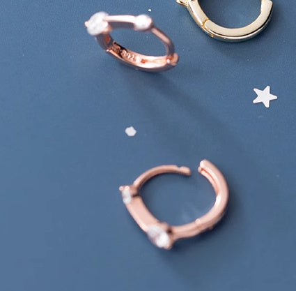 Silver Simple Elegant Women's Diamond-embedded Small Ear Clip