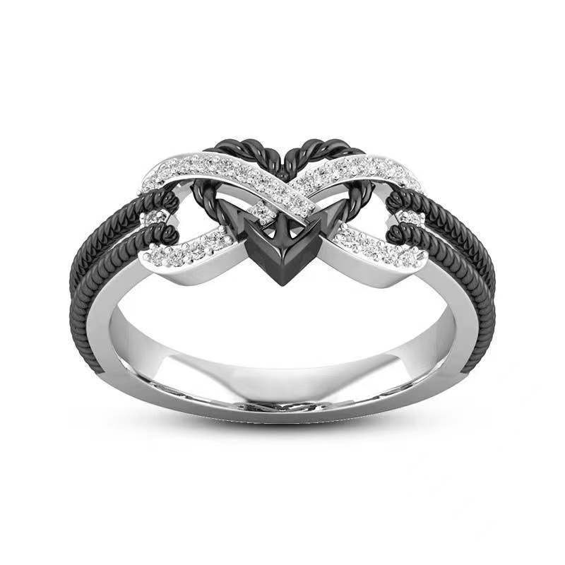 Two-color Cross Love Girl Ring Fashion Personality
