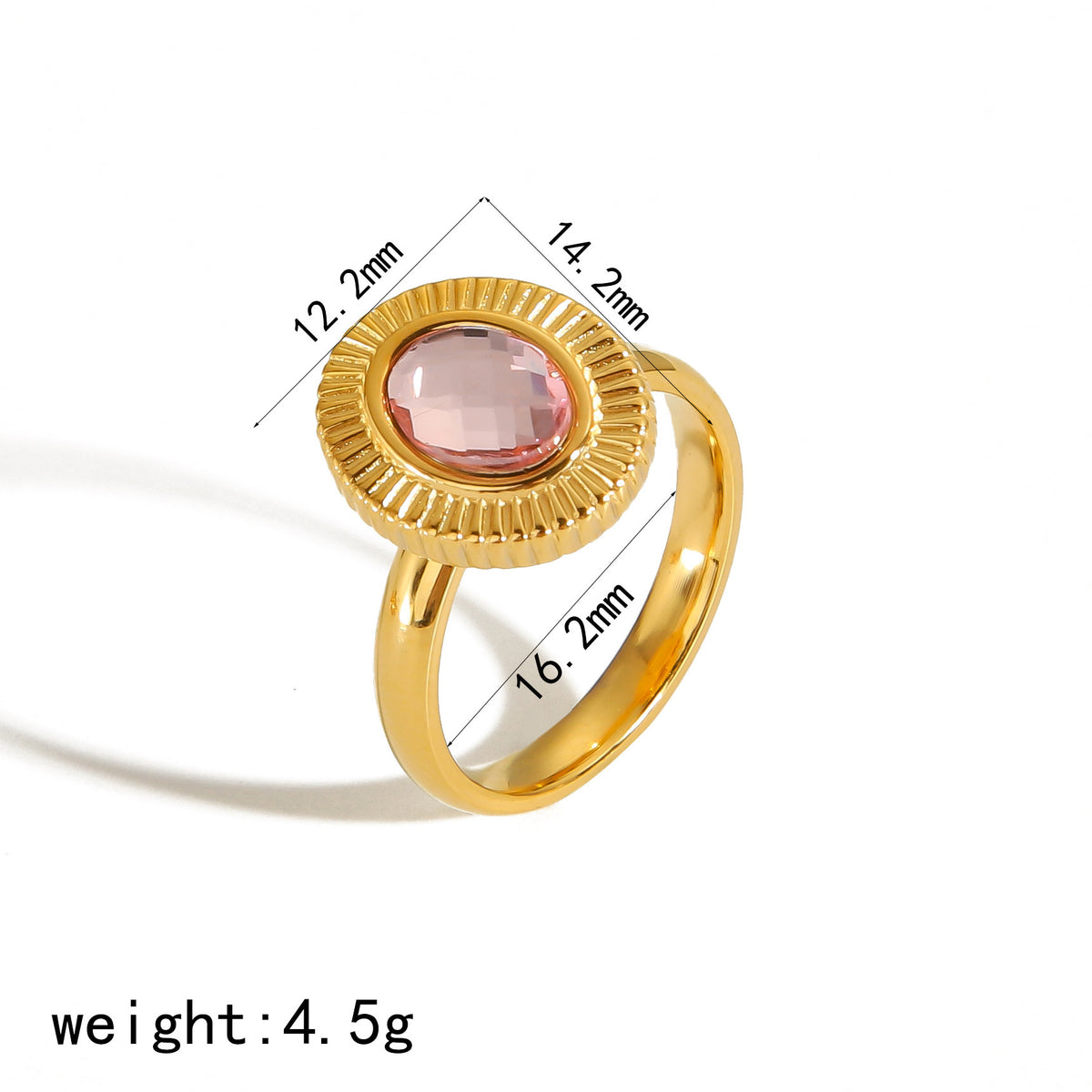 Oval Zircon Titanium Steel Ring Female Niche