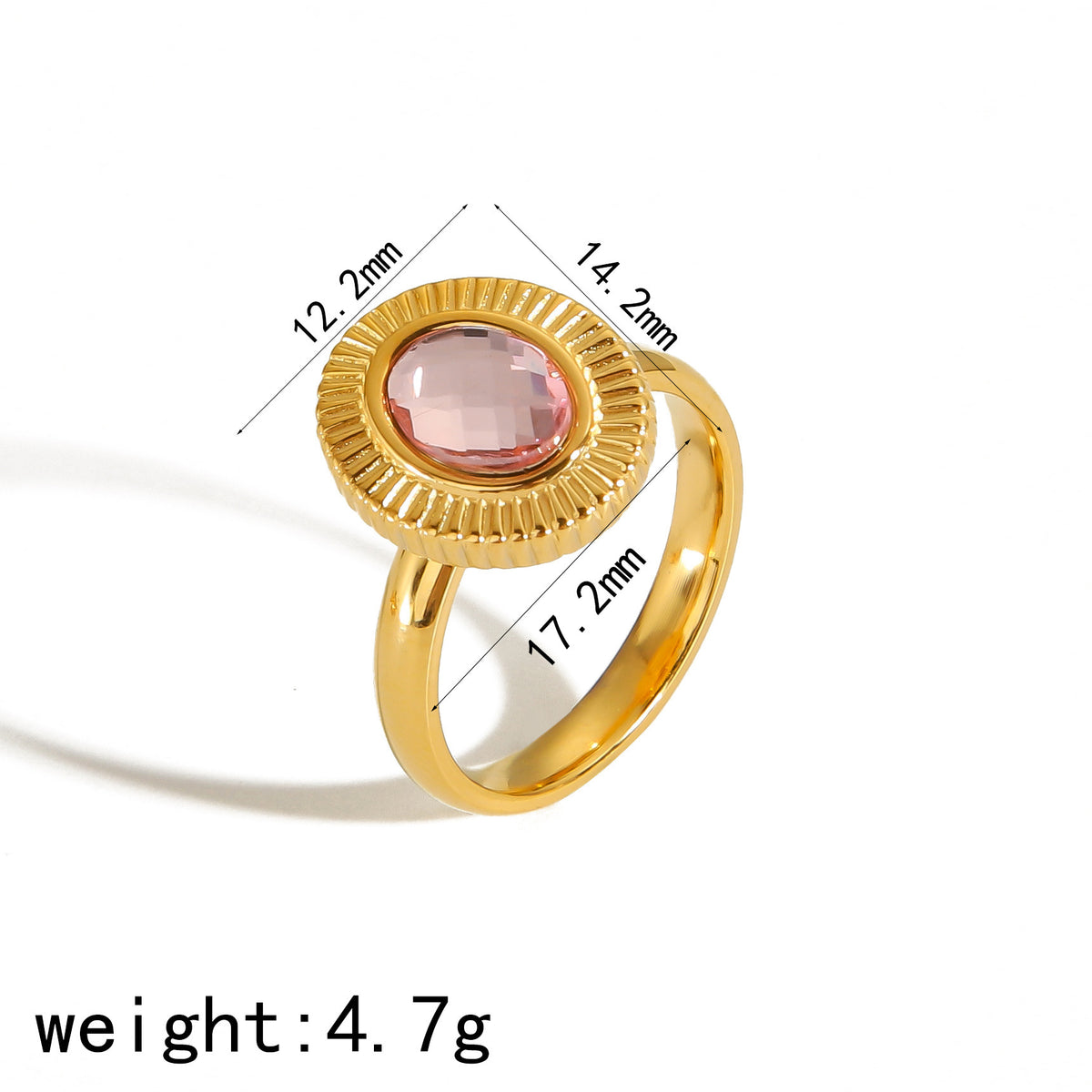 Oval Zircon Titanium Steel Ring Female Niche