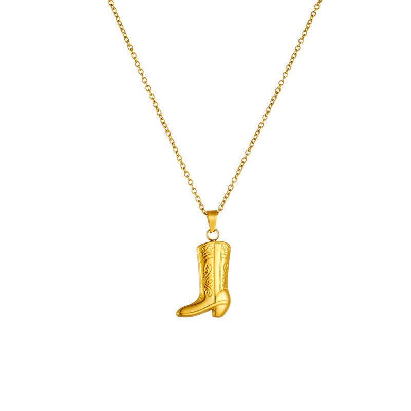Creative Titanium Steel Carved Boots Necklace