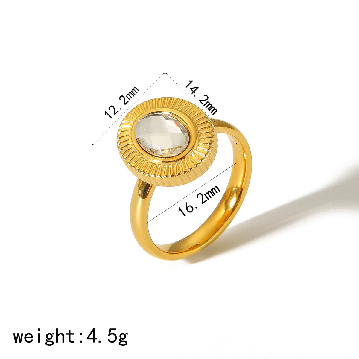 Oval Zircon Titanium Steel Ring Female Niche