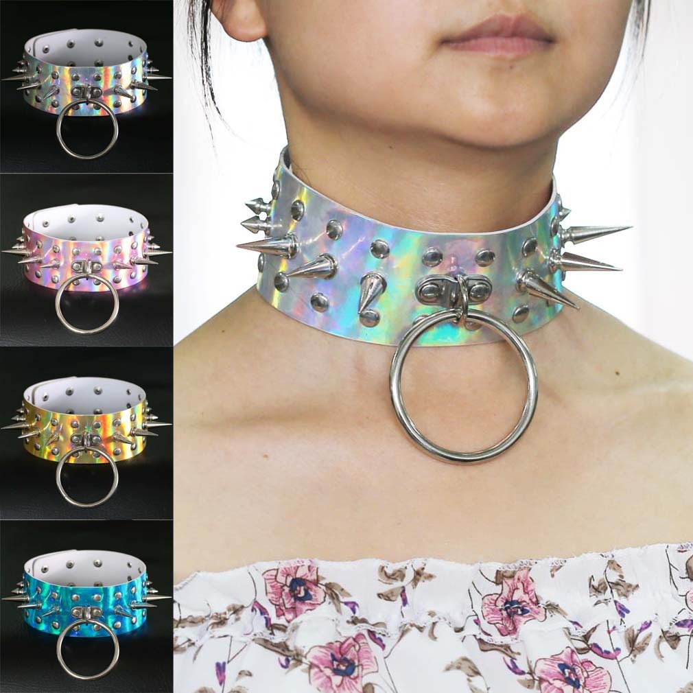 European And American Punk Spike Rivet Bound Neck Bandana Necklace