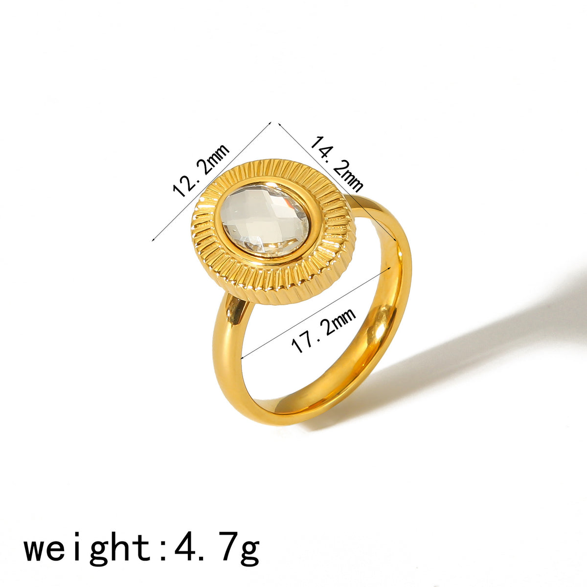 Oval Zircon Titanium Steel Ring Female Niche