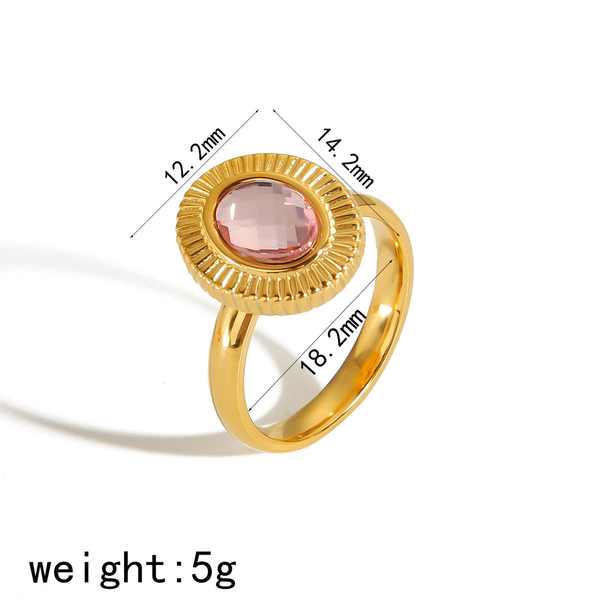Oval Zircon Titanium Steel Ring Female Niche